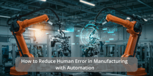 A robotic arm working on an automated assembly line in a factory, reducing the risk of human errors during production processes.